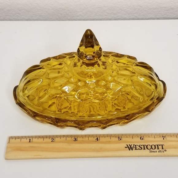 Anchor Hocking Fairfield Amber 70's Depression Glass 1/4lb Oval Butter Dish - Picture 10 of 12